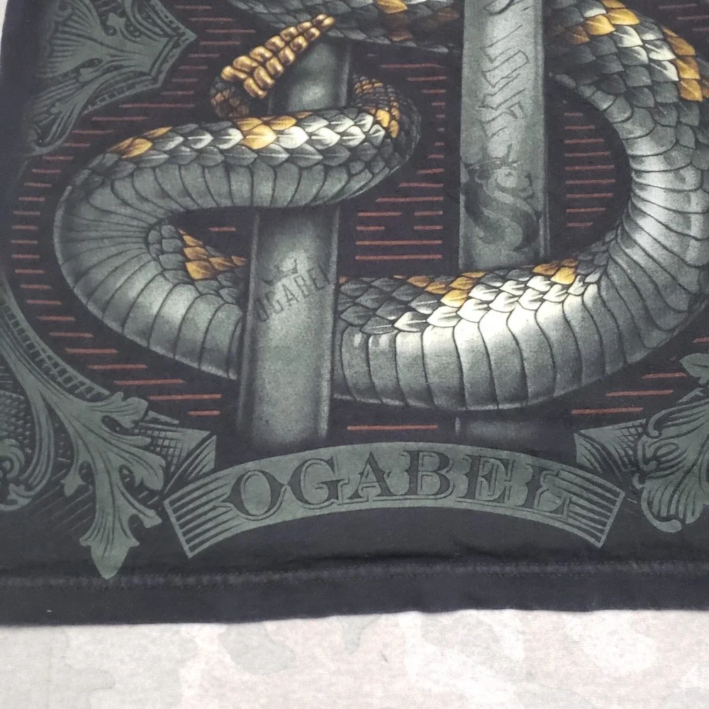 Ogabel Shirt Mens Large‎ Black Short Sleeve Snake